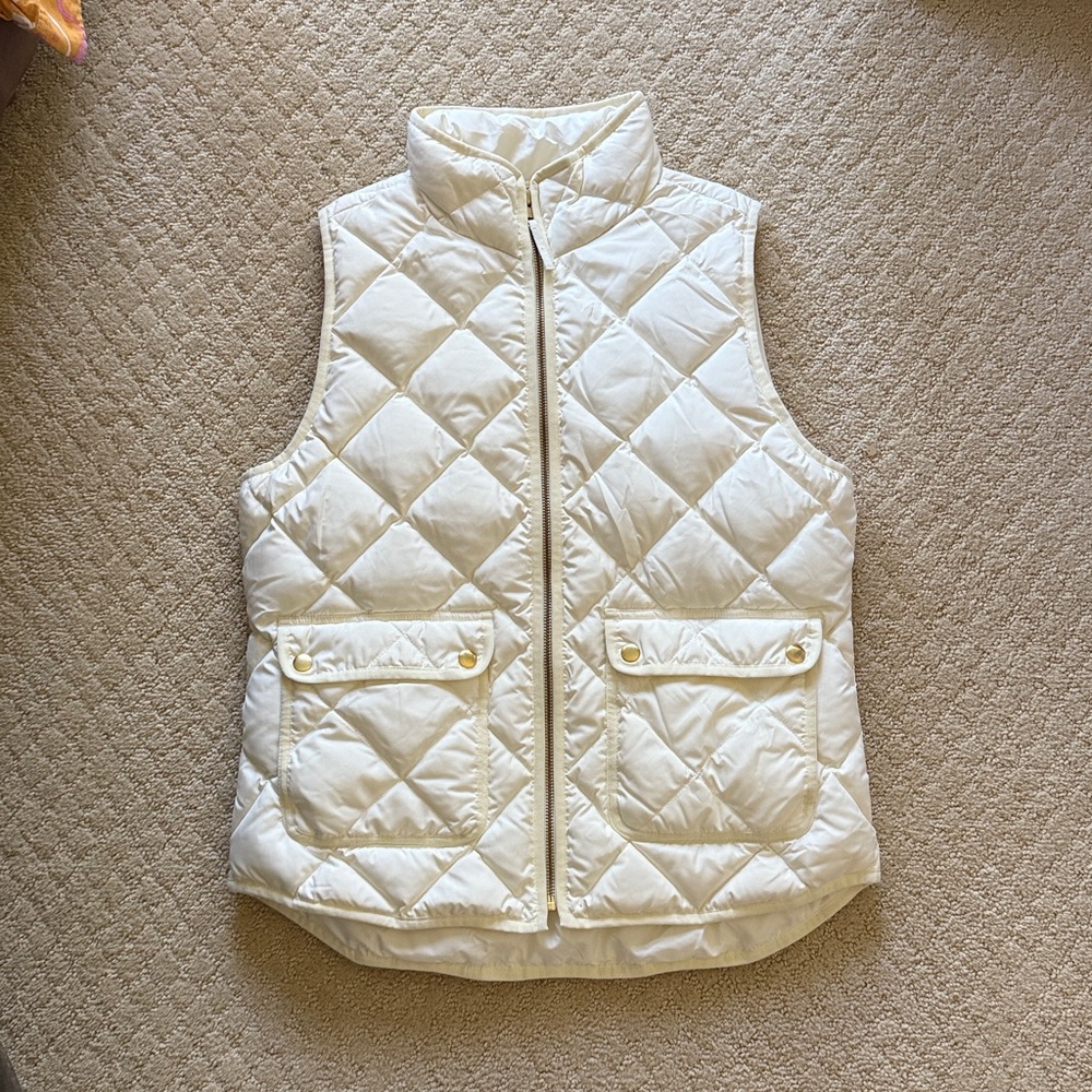 J Crew White Quilted Vest with Pockets